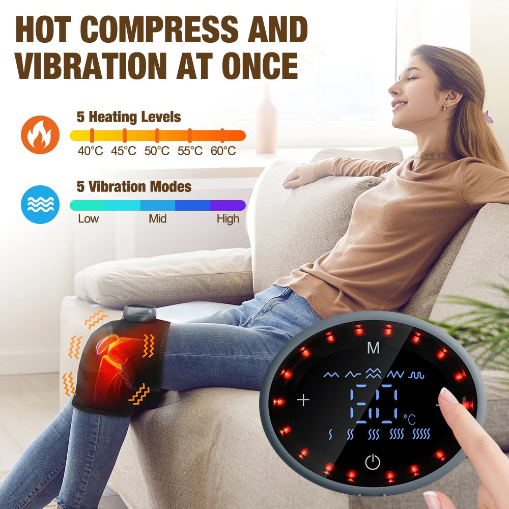 Masseur Genou Rechargeable – Vibration & Chaleur 3 Vitesses | LuxFlex